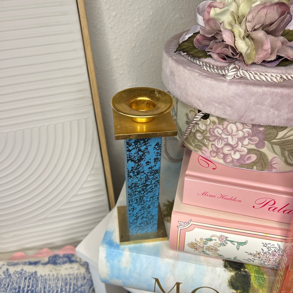 Vintage Elegant Gold and Blue Candle Holder 💙
